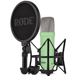 RØDE NT1 Signature Series grootmembraan condensatormicrofoon met shockmount, popfilter en XLR-kabel voor muziekproductie, vocale opnames, streaming en podcasting (Groen)