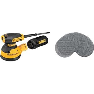 DEWALT Excentrische schuurmachine 280W 125mm DWE6423 & DEWALT DTM3117-QZ schuurrooster 125mm K240 10 stuks, 6 stuks