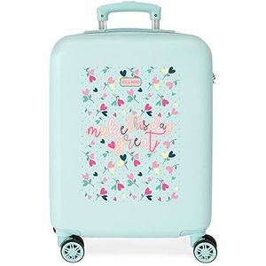 ROLL ROAD Peace ABS bagage, zijcombinatie, dubbele wielen, verschillende maten, roze en blauw, Blauw, Eén maat, koffer