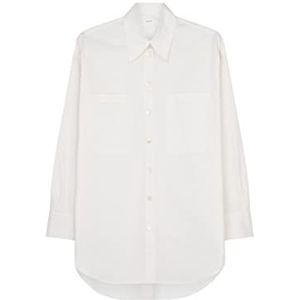 Seidensticker Damesblouse, modieuze blouse, hemdblousekraag, borstzakken, lange mouwen, 100% katoen, wit, 36