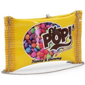 Oh My Pop! Chococandy schoudertas, ketting, geel, 33,5 x 20 cm, Geel, One Size