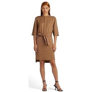 Half Placket Shirt Dress Short Sleeve, Bruin (Toasted Coconut D24272-d521-g289), S