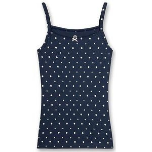 Sanetta Meisjesonderhemd donkerblauw stippen | Hoogwaardig en duurzaam katoenen onderhemd voor meisjes ondergoed voor meisjes, blauw, 128 cm