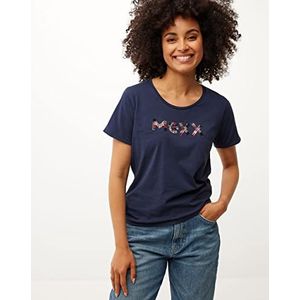 Mexx Dames Korte Mouw Ronde Hals Tee met Kralen Artwork T-Shirt, Navy, S