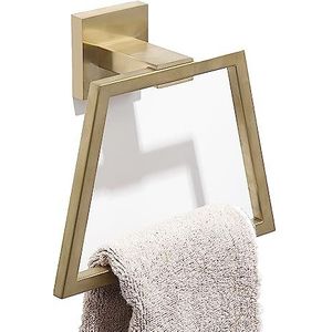 Geborsteld gouden handdoek ring vierkant, moderne handdoekhouder goud voor badkamer handdoek hanger muur gemonteerd, roestvrij staal