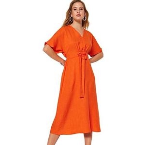 Trendyol Dames A-lijn Regular fit geweven jurk, oranje,34, Oranje, 32