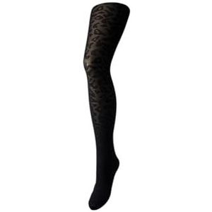 PIECES Dames Pcrabine Tights Noos panty, Zwart/AOP: Black Leo, S/M