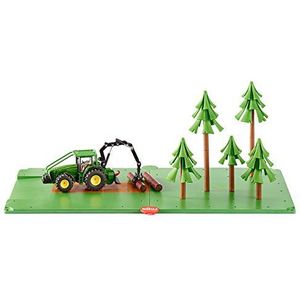 siku 5605, Forestry Set with Tractor, 2 base plates and 5 trees, Plastic/Metal, Green, Multifunctional