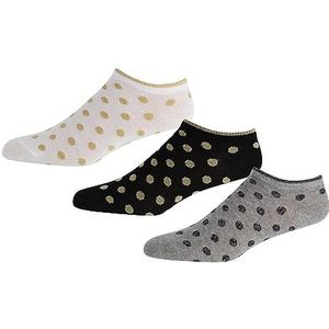 DKNY Heren Dames Enkel, Dames Designer Katoenen Sokken Witte Polka Dots, Grijs/Zwart/Ecru Spot, 37-40, Grijs/Zwart/Ecru Spot, 37-40