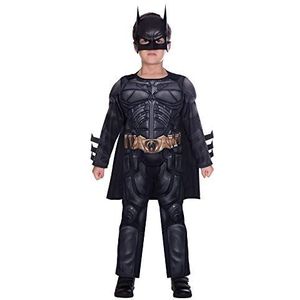 amscan - Kinderkostuum Batman uit The Dark Knight Rises, overall met gevoerde borst, cape, masker, superhelden, themafeest, carnaval