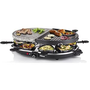 Princess Raclette grill voor maximaal 8 personen, Met steen en Antiaanbaklaag grillplaat, Zwart