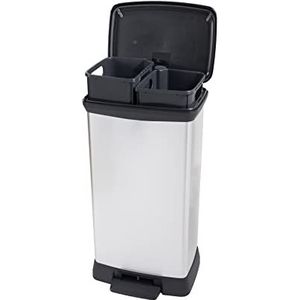 Curver Afvalbak, DECO DUO PEDAL BIN 23+23L, zilver