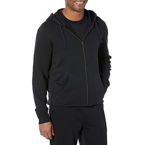Amazon Essentials Heren lichtgewicht lange mouw Franse badstof volledige rits capuchon sweatshirt (verkrijgbaar in groot en lang), zwart, M