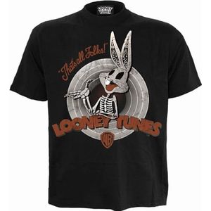 Looney Tunes - Bugs Bunny - Skull - Voorzijde Print T-Shirt Zwart, Zwart, S