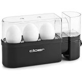 Cloer 6020 eierkoker, tot 3 eieren, uitneembare eierdrager, serveerfunctie, 300 watt, kunststof, zwart
