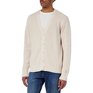 Tommy Hilfiger Heren Rib Structure Cardigan, Veer Wit, XXL