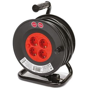DIY-kabelhaspel met 4 standaard Schuko-aansluitingen, H05VV-F3G1.5MM2-kabel, 25 meter, CE