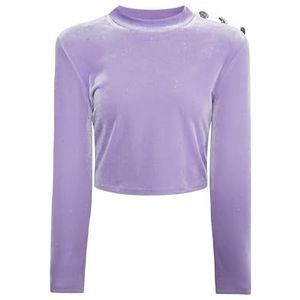 threezy dames fluwelen shirt met glitter, lavendel, L