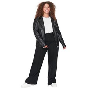 Trendyol Vrouwen Plus Size Hoge Taille Brede Pijpen Plus Size Jeans, Zwart, 70 grote maten