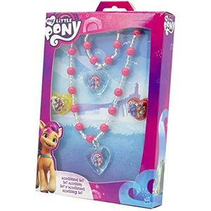 Joy Toy 42694 nieuwe generatie Hasbro My Little Pony The Movie sieradenset: 1 parelarmband, 1 parelketting, 2 ringen in geschenkverpakking, meerkleurig