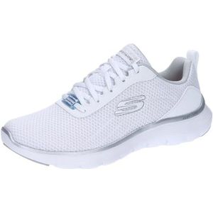 Skechers, flex appeal 5.0 dames, Wit net, zilverkleurige rand, 36 EU