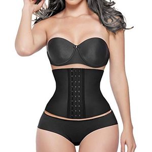Yianna Taillevormer voor dames, corrigerend korset, latex, 1-zwart (9 stalen baleinen), L