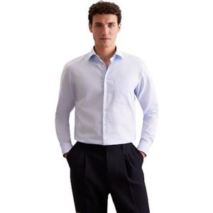 Seidensticker Zakelijk overhemd voor heren, regular fit, strijkvrij, Kent-kraag, lange mouwen, 100% katoen, blauw, 44