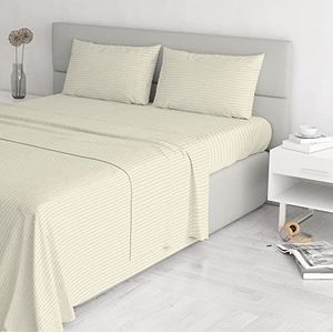Italian Bed Linen Satin Stripes beddengoed, crème, dubbel