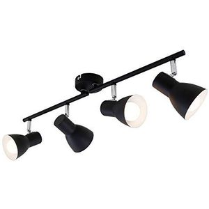 Briloner Leuchten - Plafondlamp, plafondspot, spot draai- en zwenkbaar, 4x E14, max. 25 Watt, retro, zwart, 605x80x150mm (LxBxH)