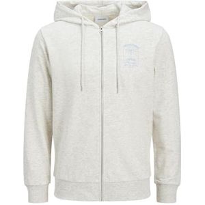 Jack & Jones - Jjone Color Summer Sweat Zip Hoodie - Wit Melange - Heren