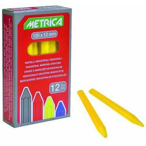 Metrica Zeskant kleurkrijt, geel, 12 stuks, 50042