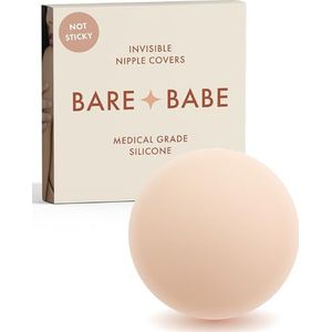 Bare Babe Gripvaste niet kleverige tepelbedekkingen, herbruikbaar, niet-klevend, voor vrouwen - siliconen beha-inzetstukken, Creme, Large (Fits C-DD)