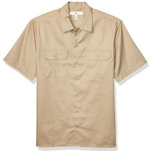Amazon Essentials Men's Vlek- en kreukbestendig werkshirt met korte mouwen, Kaki-bruin, XL