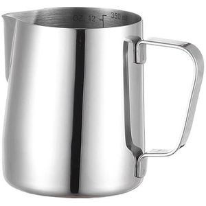 VIER Barista-melkkannetje, inhoud 350 ml, roestvrij staal 304, met maatmarkering (ounces en ml), koffiepot voor cappuccino, espresso, latte art.
