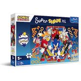Trefl Junior-Sonic The Hedgehog, De wereld van Sonic-Puzzel 104 XL Super Shape-Gekke puzzelvorm, Kleurrijke puzzel met helden uit het Sonic-spel, Plezier voor Kinderen vanaf 5 jaar