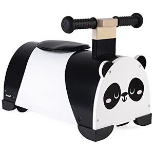 Janod - Wooden Ride-On Panda - 360° Steering - Develops Balance - Storage Box Included- Suitable for Children from The Age Of 1, J08052