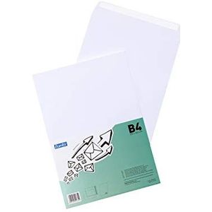 BANTEX 400085702 zelfklevende envelop met strepen B4, 10 verpakkingen met elk 25 stuks wit