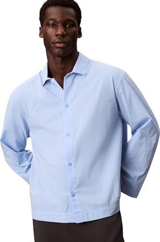 Calvin Klein - Onderhemd - Lichtblauw/Wit - Katoen - Lange Mouw