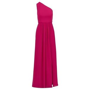 Adrianna Papell Women's One Shoulder Chiffon Gown, Bright Magenta, 4