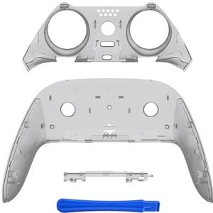 eXtremeRate Bovenste onderkant decoratieve trim shell compatibel met ps5 Edge Controller DIY vervanging front back clip shell, aangepaste transparante zwarte platen cover compatibel met ps5 Edge