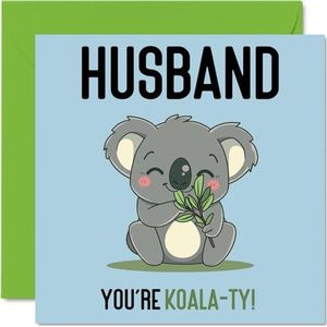 Verjaardagskaarten voor echtgenoot - Koala-Ty - Grappige gelukkige verjaardagskaart voor echtgenoot van vrouw, echtgenoot verjaardagscadeaus, 145 mm x 145 mm grap wenskaarten voor mannen hem