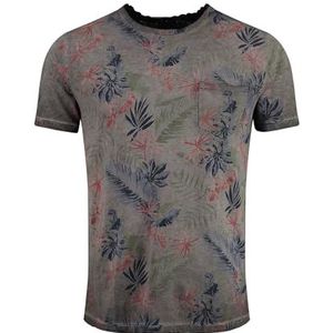 Key Largo - Santa Fe - T-shirt - Navy/Grijs Gemêleerd/Kaki/Rood - Jersey, Ronde Hals, Kwartmouw