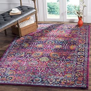 SAFAVIEH Traditioneel tapijt voor woonkamer, eetkamer, slaapkamer, Granada collectie, laagpolig, in fuchsia en multi, 91 x 152 cm