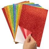 Baker Ross AX948 Regenboog Zelfklevende Glitter Foam Vellen - pakket van 12, gekleurde benodigdheden voor knutselactiviteiten voor kinderen