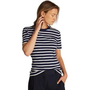 TOMMY HILFIGER Dames NIEUWE CODY SLIM BOAT-NK 3/4SLV WW0WW40589, Wit, XS, Wit (Ecru/Blauwe Spell Stp), XS