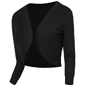 Urban GoCo Dames V-hals kort gebreid vest 3/4 mouwen, #2 zwart., L