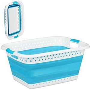 Relaxdays opvouwbare wasmand - plastic - kunststof - mand voor wasgoed - inklapbaar - 37 L - benzine