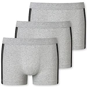 Schiesser Heren 3 Pack Shorts Soft Bund en strepen biologisch katoen - 95/5 Organic, grijs-melange, 4/ S