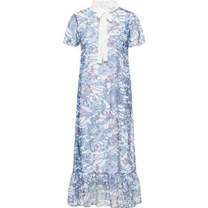 faina Dames midi-jurk met all-over print, Blauw meerkleurig., S