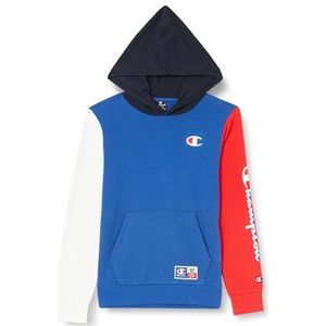 Champion Legacy Retro Sport B-Spring Terry Color Block Sweatshirt met capuchon voor kinderen en jongens, elektrisch blauw/rood/wit/marineblauw, 7-8 jaar